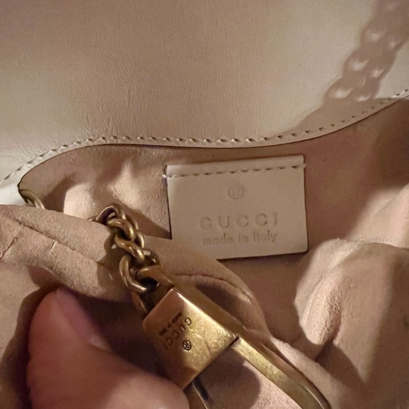 SOLD - GUCCI MARMONT LEATHER SUPER MINI BAG authentic gently worn cream bag - Picture 8 of 9